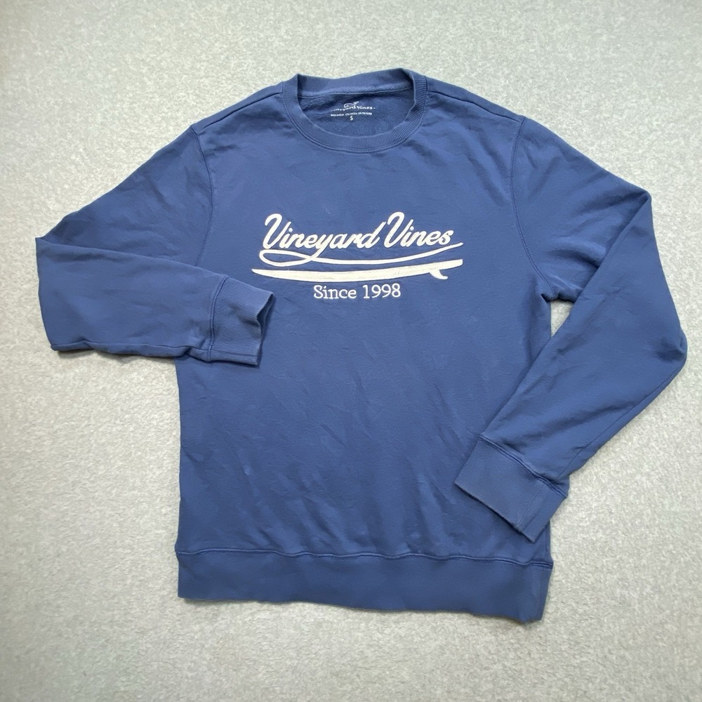 Vineyard Vines Sweatshirt Sz S Mens Blue Preppy Surfboard Crewneck Pullover